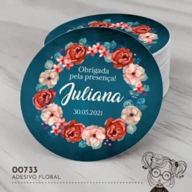 Adesivo Redondo Floral - 00733