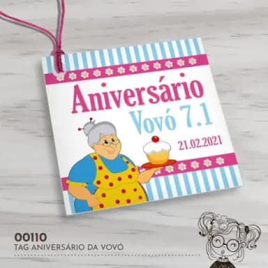 Tag Quadrada Aniversário da Vovó - 00110