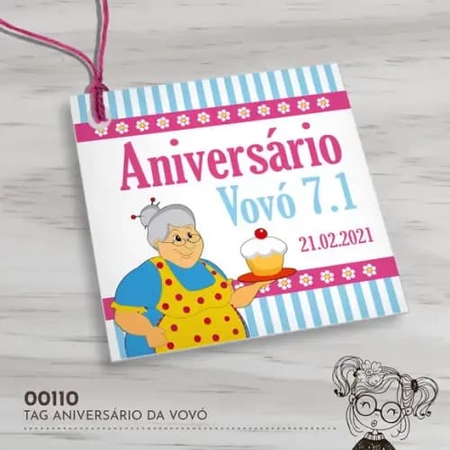 Tag Quadrada Aniversário da Vovó - 00110