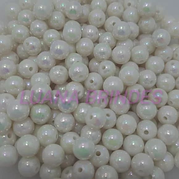 Pérola ABS Irisada Cor Creme - 10mm - pacote c/100 unidades