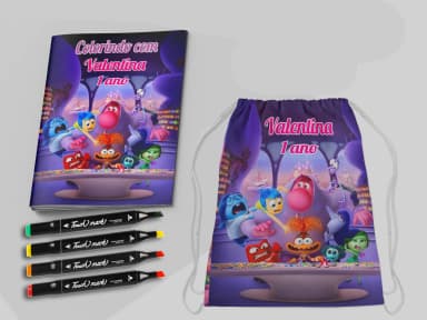 Kit Mochila e Revista de colorir para lembrancinhas Divertidamente