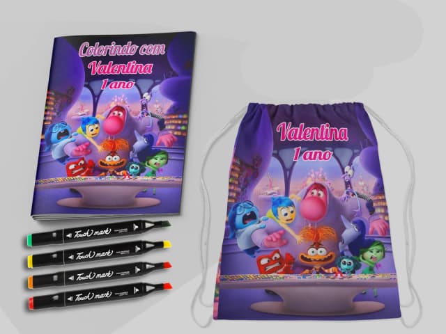 Kit Mochila e Revista de colorir para lembrancinhas Divertidamente
