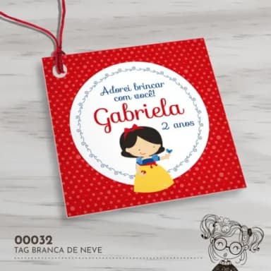 Tag Quadrada Branca de Neve - 00032