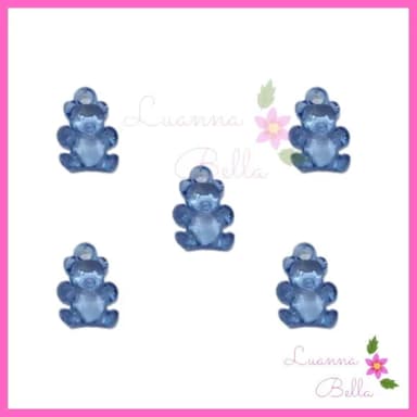 Pingente em Acrílico Mini Ursinho Azul - Pct 40 Unidades