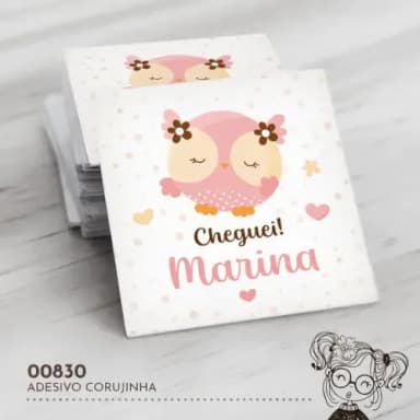 Adesivo Quadrado Corujinha - 00830
