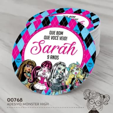 Adesivo Redondo Monster High - 00768