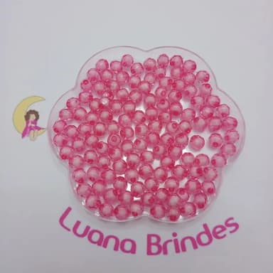 Bolinha Facetada com Miolo Pink 8mm Pct 100 Unidades