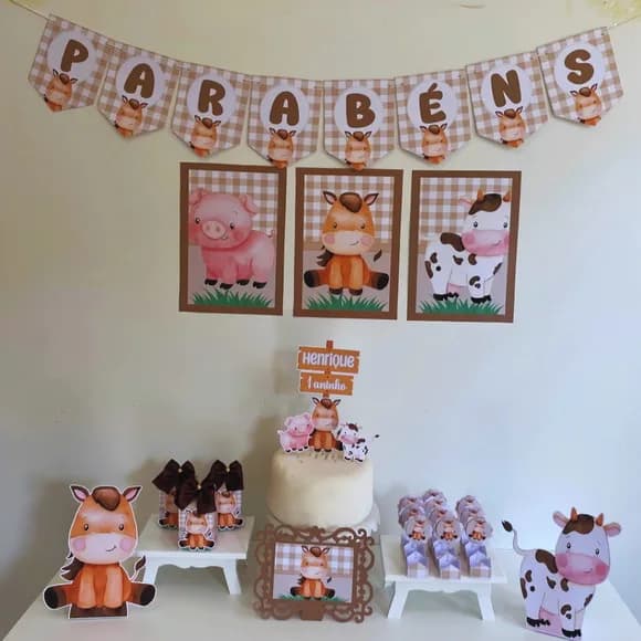 Kit Mesversário Fazendinha Personalizados - Só Um Bolinho