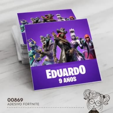 Adesivo Quadrado Fortnite - 00869