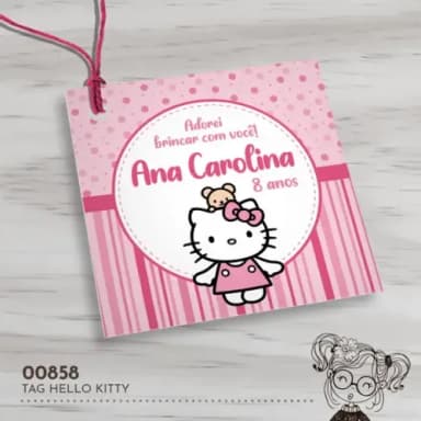 Tag Quadrada Hello Kitty - 00858
