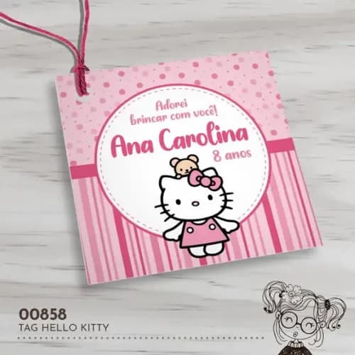 Tag Quadrada Hello Kitty - 00858