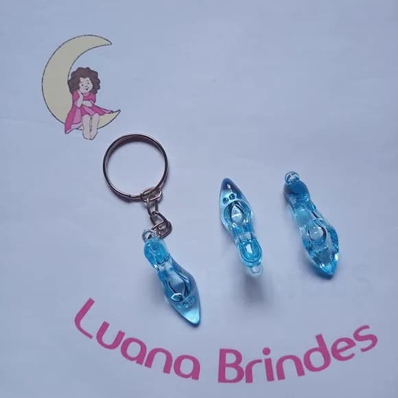 Chaveiro Sapatinho Acrílico Azul 3,5cm Pct 10 Unidades