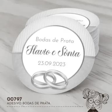 Adesivo Redondo Bodas de Prata - 00797