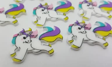 Pingente de Unicórnio em Acrílico U.V. de 2,3cm - 8 Unidades