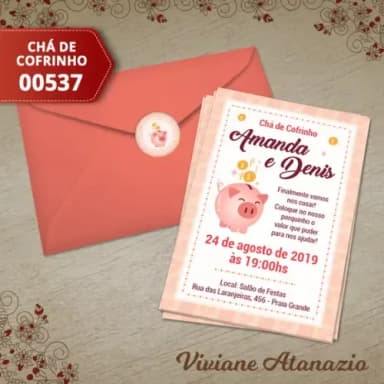 Convite Chá de Cofrinho - 00537
