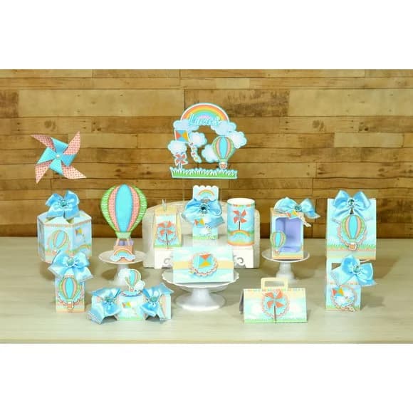 Kit 60 Lembrancinhas Brinquedos ( Pipa, Catavento e Balão )