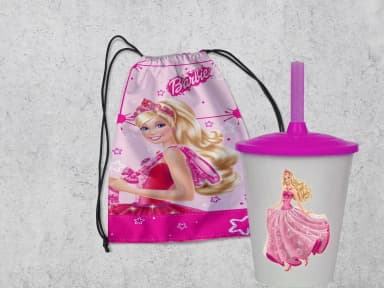 Kit Mochila e Copo Twister Personalizado da Barbie