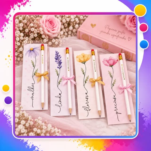 Card com Lápis Dia da Mulher