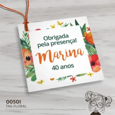 Tag Quadrada Floral - 00501