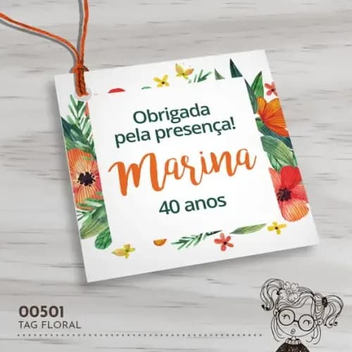 Tag Quadrada Floral - 00501