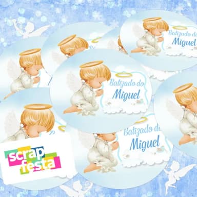 Adesivo 5 cm Redondo Personalizado Festa Batizado