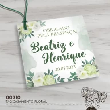 Tag Quadrada Casamento Floral - 00210