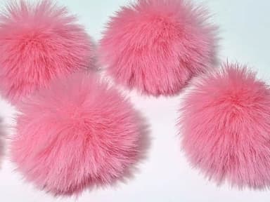 Pompom Rosa Poliéster Pacote com 4 Unidades