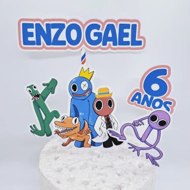 Topo de Bolo Personalizado RAINBOW FRINDS - Decoração de Festa - Papelaria