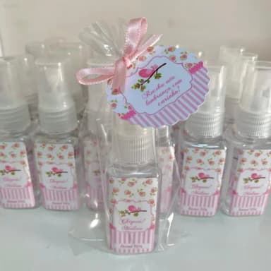 Álcool 70% Spray passarinho rosa Lembrancinha Maternidade