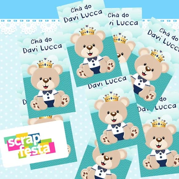 Adesivo Personalizado Retangular 4x7 Chá de Menino
