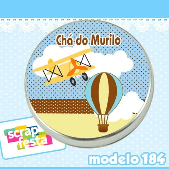 Latinha Personalizada Chá de Bebê Balão e Avião