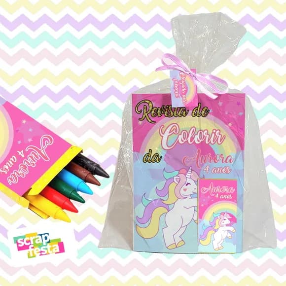 Revista Colorir+embalagem+giz de Cera Festa Construção