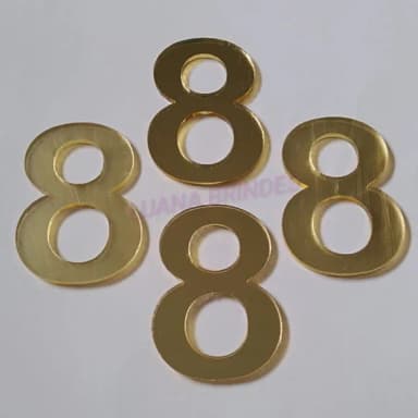 Aplique do Número 8 em Acrílico Espelhado Dourado - 5cm