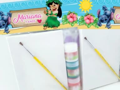 Kit Pintura Personalizado com Tela, Pincel e Tintas Stitch