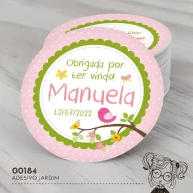 Adesivo Redondo Jardim Rosa - 00184