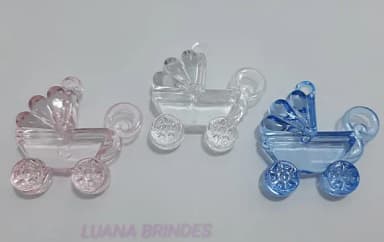 Carrinho de Bebe Pingente Colorido Acrilico 4cm Pct 5 Unids
