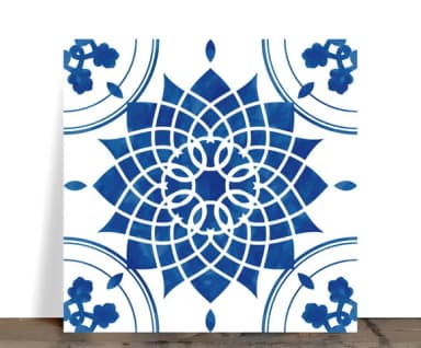 Azulejo Decorativo Mandala Azul Aquarela 15x15 Cerâmica