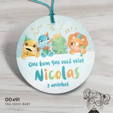 Tag Redonda Dino Baby - 00491