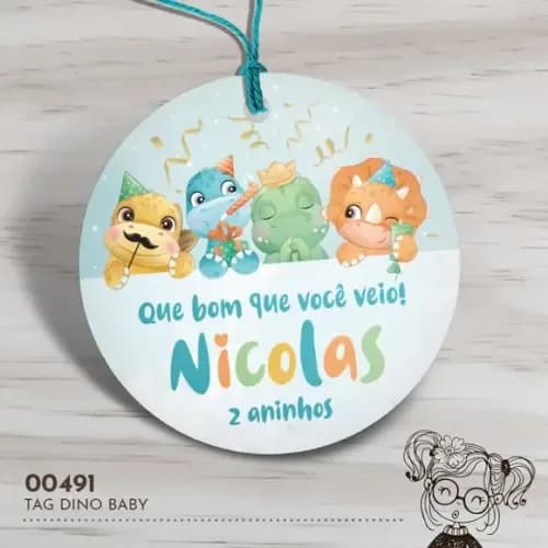 Tag Redonda Dino Baby - 00491