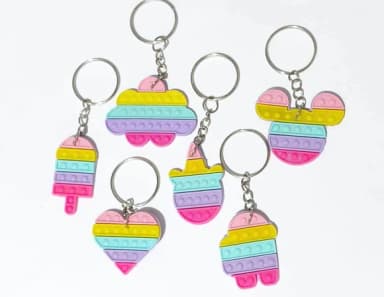 Chaveiro Pop It Fidget de Borracha 10 Unidades
