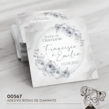 Adesivo Quadrado Bodas de Diamante - 00567