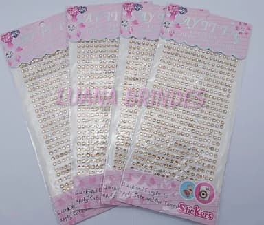 Cartela Adesiva com Strass Dourado - 2 unidade