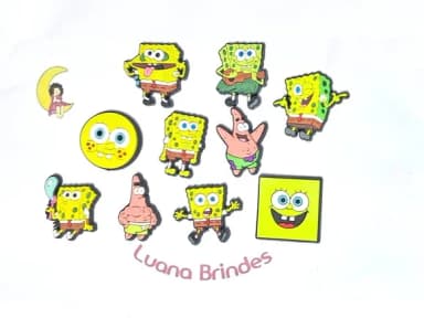 Aplique Bob Esponja 3cm Emborrachado Pacote com 10 Unidades