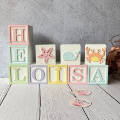 Fundo do Mar Tons Pastel Cubos 6x6cm Ts- Decoração Bebê