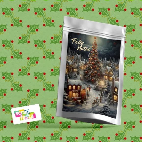 Saquinho Metalizado P 10x15 Personalizado Festa Natal