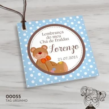 Tag Quadrada Ursinho - 00055