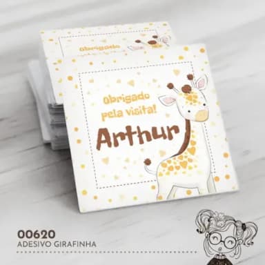 Adesivo Quadrado Girafinha - 00620