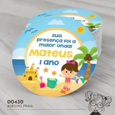 Adesivo Redondo Praia - 00430
