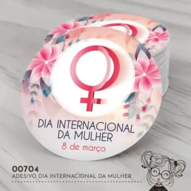 Adesivo Redondo Dia Internacional da Mulher - 00704