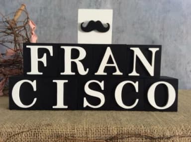 Cubos Decorativos Personalizados com Nome do Bebê em MDF - Tema Mustache